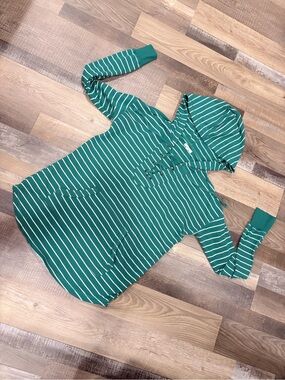 Maurices Green and White Striped Hooded Pullover